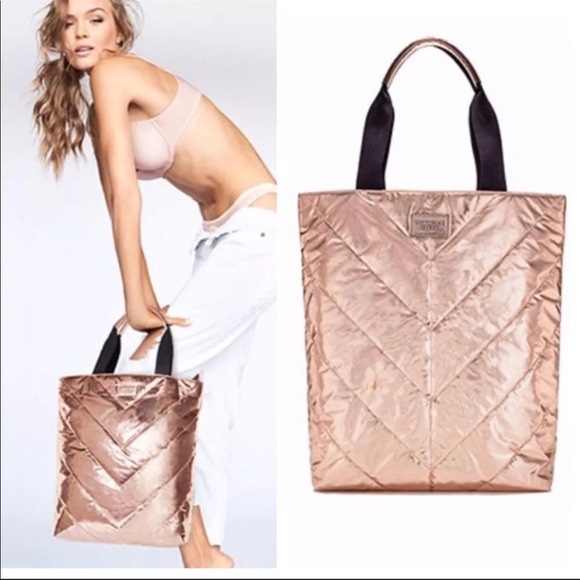 Victoria's Secret Handbags - ❌SOLD❌VS Rose Gold Quilted Tote Bag Limited Ed.